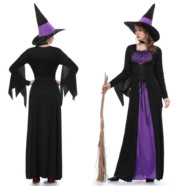 Halloween Cosplay Outfits Damkostym Häxklänning Kostymer M