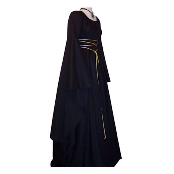 Halloween Medeltida Lång Maxi Klänning Gotisk Cosplay Kläder black
