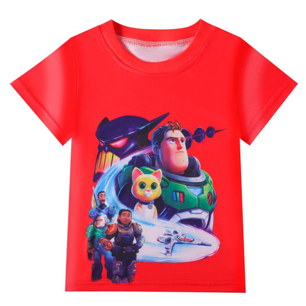 Tecknad Lightyear Boy kortärmad T-shirt Topp sommar Casual Red 120cm
