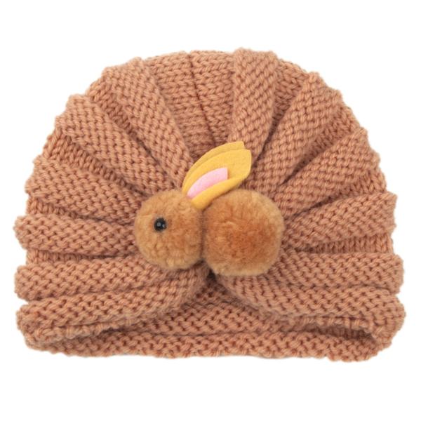 Stickad Bebishatt, Pullover, Spädbarnshatt, Kaninhatt apricot