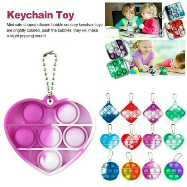 Baby Simple Dimple Sensory Toys Fidget Toys Nyckelring Nya presenter Heart Shaped - Green&Wihte