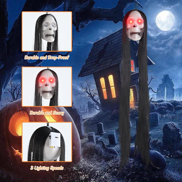 Halloween Lysende Spøgelse med Langt Hår, Dekoration til Hjemsøgt Hus