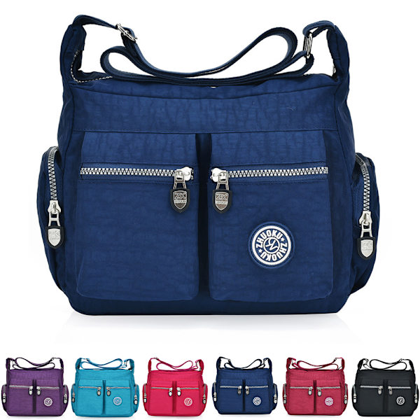 Damväska Messenger Cross Body Bag Kvinnor Axelväska Semester Resväska Handväskor Blue