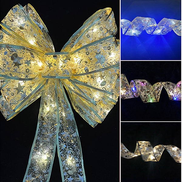 5m LED-nauha joulukuusen valot Joulukuusen latvanauhat Juhlakoriste Gold (Warm Light)