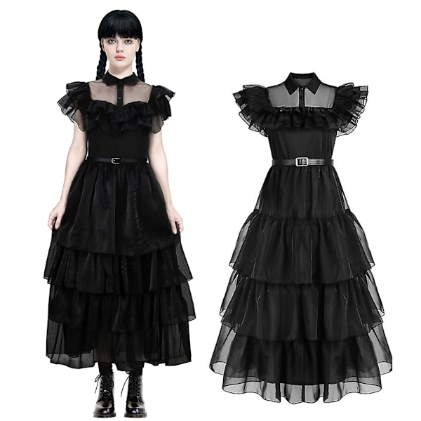 Wednesday Addams Cosplay Kostymset Nevermore Academy Skoluniform Vuxen XL