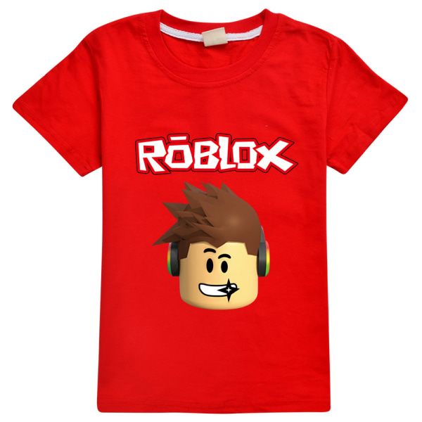 Kids ROBLOX Print kortärmad T-shirt med rund hals Casual Toppar red 150cm