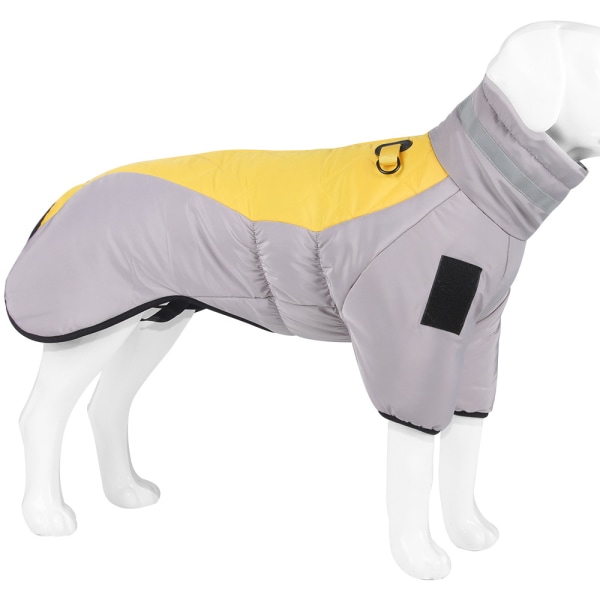 Hundkläder för sällskapsdjur utomhus vinter varm vadderad kappa jacka outfit grayish yellow 2XL