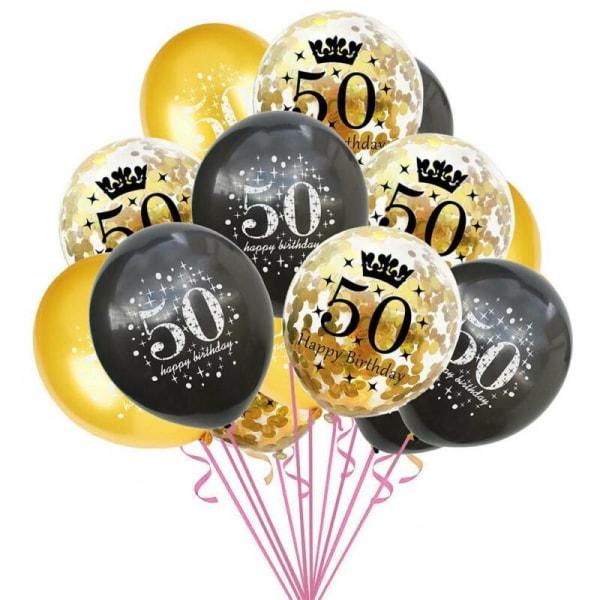 Svart guldballong 16/18/21/30/40/50/60:e Grattis på födelsedagen 60