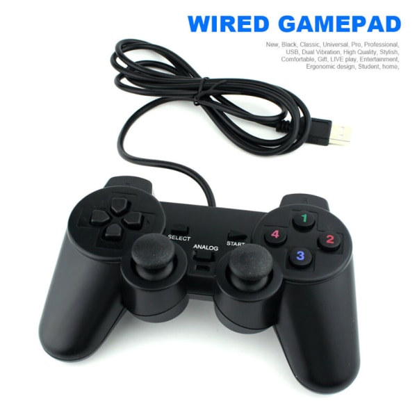 1X USB kabelansluten spelkontroll Gamepad Joypad Joystick Turbo för PC Windows 10