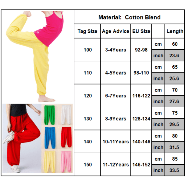 Barnbyxor Harem Byxor Casual Lösa Bomulls Yoga Dans Leggings för Flickor och Pojkar Red 120cm