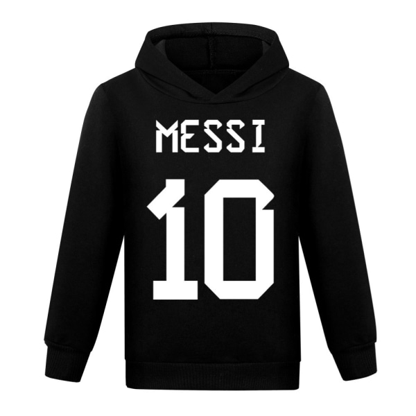 Barn Messi Långärmad Huvtröja Casual Vintertröja Sport Toppar Black 130cm