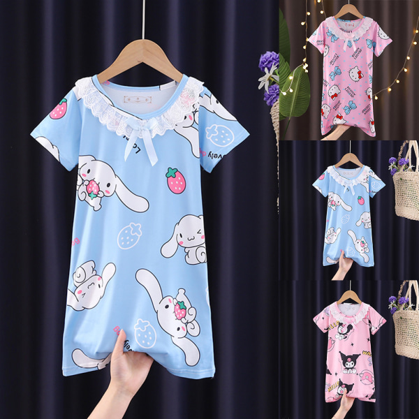 Sanrio Princess Nattlinne Barn Tjej Sovkläder Klänning Nattkläder Pyjamas Pjs Fans Present #3 5-7Years