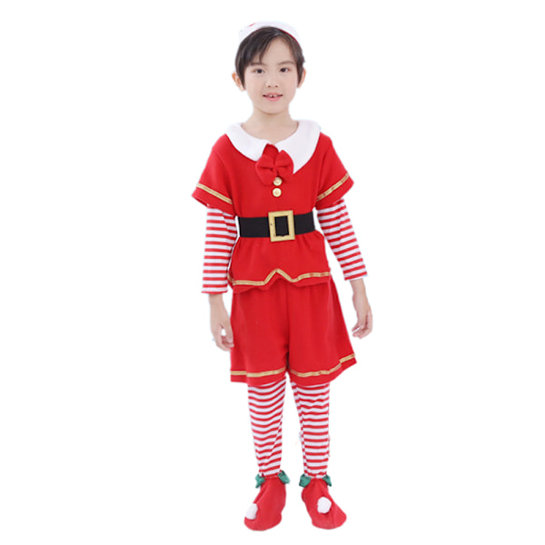 Jultomte Cosplay Kostym för Barn Pojkar Flickor Juldräkt Kläder Set Boys 130cm