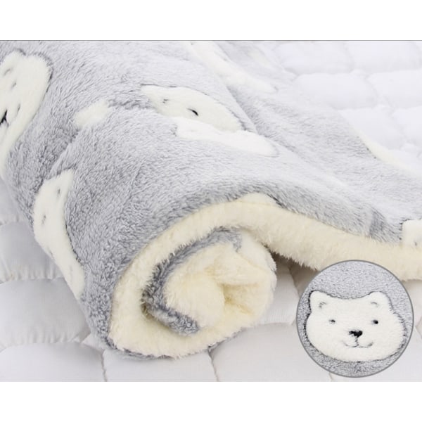 Stort Kæledyrs Flannel Tæppe Vinter Katte Kennel Blød Boks Måtte Bean Paste White 49*32cm