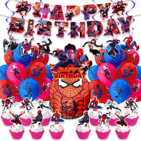Spider-Man-tema Barn Födelsedagsfest Ballonger Dekoration Banner