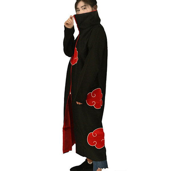 Akatsuki Uchiha Itachi Kappe Kostume Lang Kåbe m/ Pandebånd Ring S