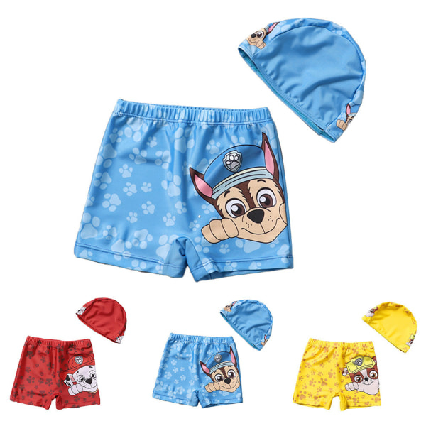 Barn Pojkar Badkläder Baddräkt Shorts med vattentäta badmössor för barn Red L