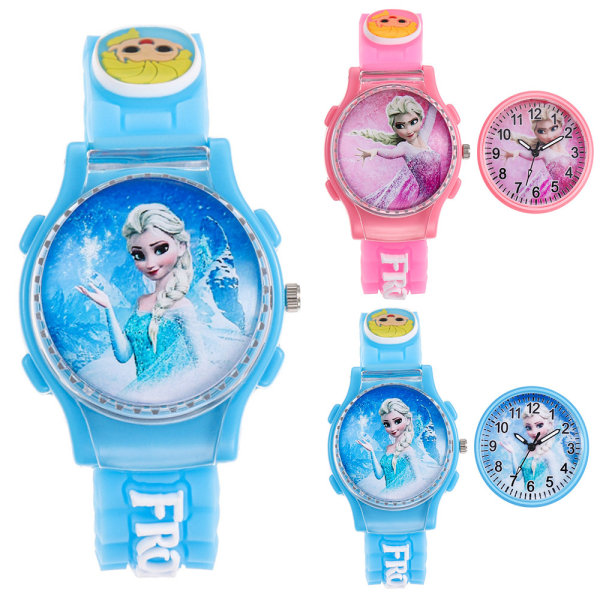 Barnens Frozen Elsa Armbandsur med Rotationsflip Klockband Present blue