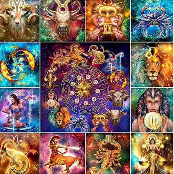 Tolv Konstellationer 5D Full Borr Diamantmålningar Dekoration Gemini