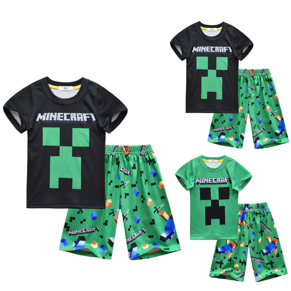 Minecraft Summer Suit Boy Qutfits Casual kortärmade byxor Green 120cm