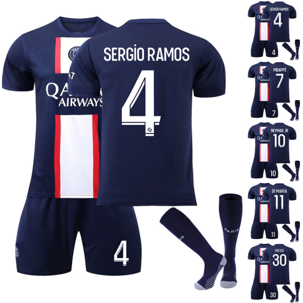 Paris Hem Fotbollströja Set Med Strumpor Nr 7 Fotbollskläder Fotbollsset För Barn Träningsdräkt Tröja Shorts Strumpor #10 20