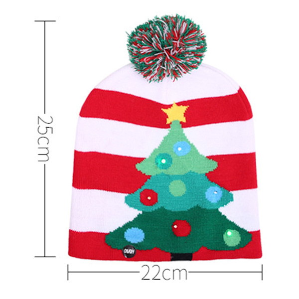 LED Jultomte Stickad Mössa med 6 Färgglada Ljus Varma 3