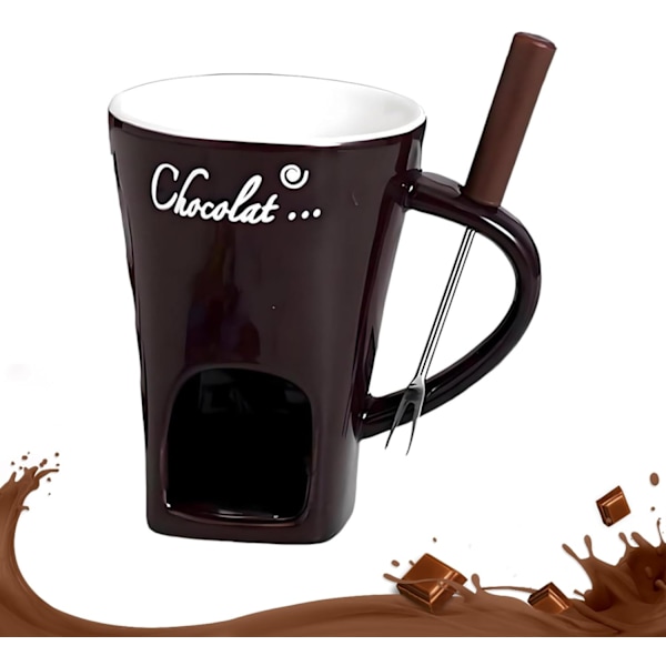 Fonduekopp Choklad Smältkopp Kaffekopp Smör Smältkruka 130ml Godis Hot Pot Innehåller En Lyxig Fonduekopp Och Gafflar Brown