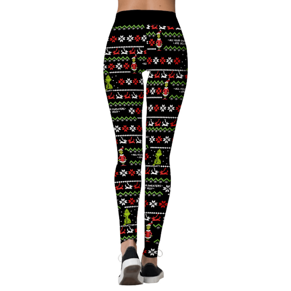 Dam Leggings Jul Elastisk Midja Snöflinga Byxor Yoga Strumpbyxor B M