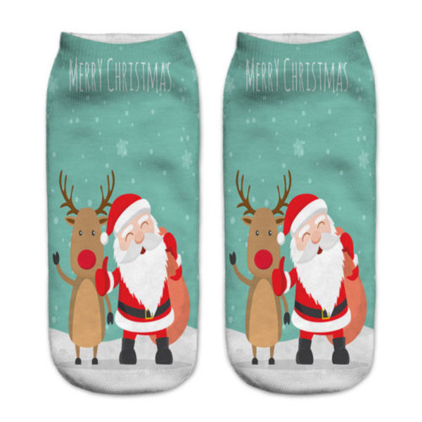 2/4/6/8/12 par julstrumpor i 12 färger, dekorativa, trendiga, tecknade red Reindeer 2PCS