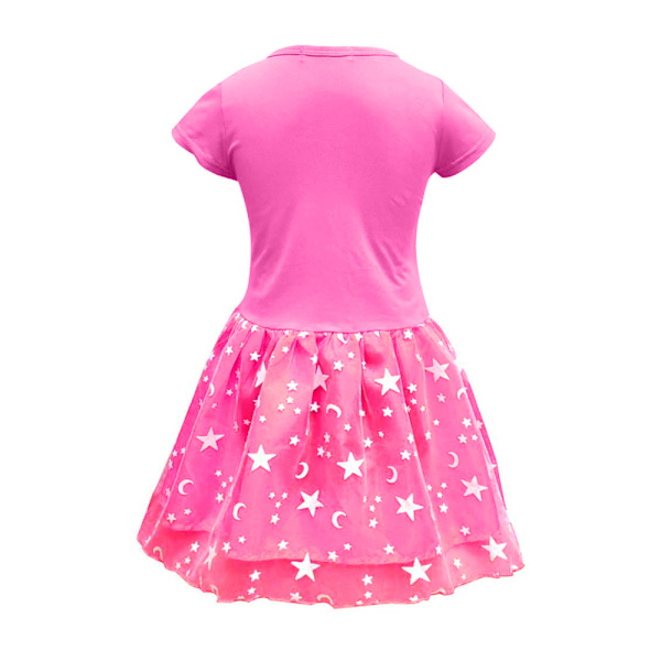 Flickor Unicorn Prinsessa Midi Klänning Födelsedagsfest Klänning Rose Red 2-3 Years