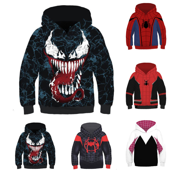 Barnens Verse Miles Morales Cosplay Hoodie Spiderman Jacka D L