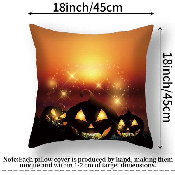 Halloween Pumpa Cartoon Kuddfodral Dekoration för Hemmet D 45*45cm