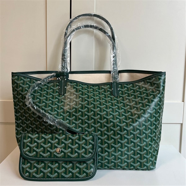 Y-tryckt canvasväska med stor kapacitet tygväska Mode Enkel tygväska Temperament Damväska Handväskor för kvinnor Green L