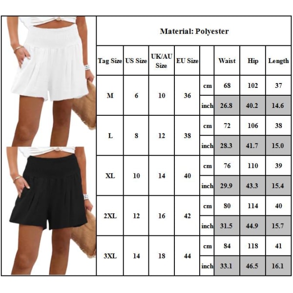 Bekväma shorts för kvinnor Casual sommarshorts med elastisk midja med fickor black 3XL