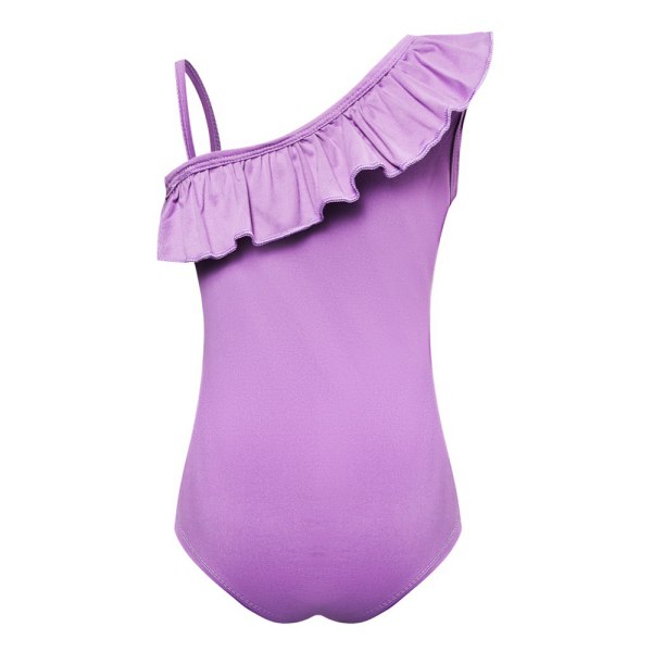 Lilo & Stitch Tryckt Barnflickor Monokini Baddräkt + Badmössa Kostym Surf Strandkläder Purple 140cm