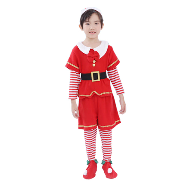 Jultomte Cosplay Kostym för Barn Pojkar Flickor Juldräkt Kläder Set Boys 130cm