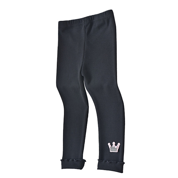 Lasten tyttöjen vapaa-ajan kruunukuvioiset kapeat housut leggingsit black 130cm
