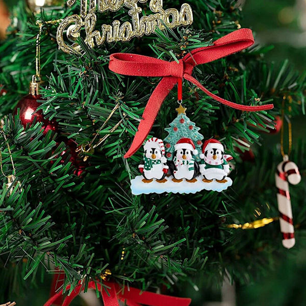 Julpingvinfamilj Hängande Smycke Julgran Ornament DIY 4 penguins