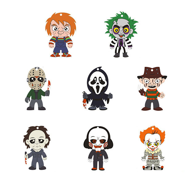 8 stk. træmærker til gør-det-selv Halloween-festdekoration 8PCS