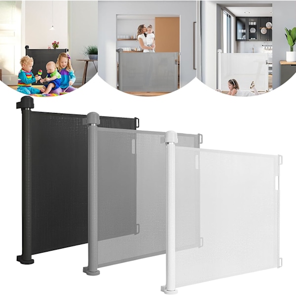 Babysäkerhetsgrind - Dörrsäkerhetsgrind - Skyddsgardin, Husdjursdörrsgrind, Utdragbar Dörrgardin, Utdragbara Hundbarriärer, 0-300cm Grey 150cm