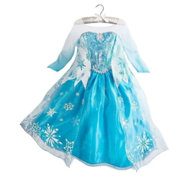 Ice Queen Princess Dress Barn Anna Elsa Girl Födelsedagsfestklänning 110cm