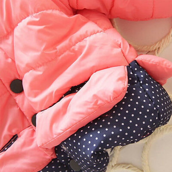 Flickor Barn Mickey Minnie Vadderad varm vinterjacka ytterkläder Pink 10 ( 3-4 Years )