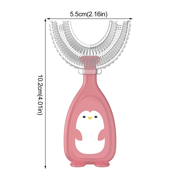 U-formad silikon tecknad tandborste för barn tandrengöring pink L
