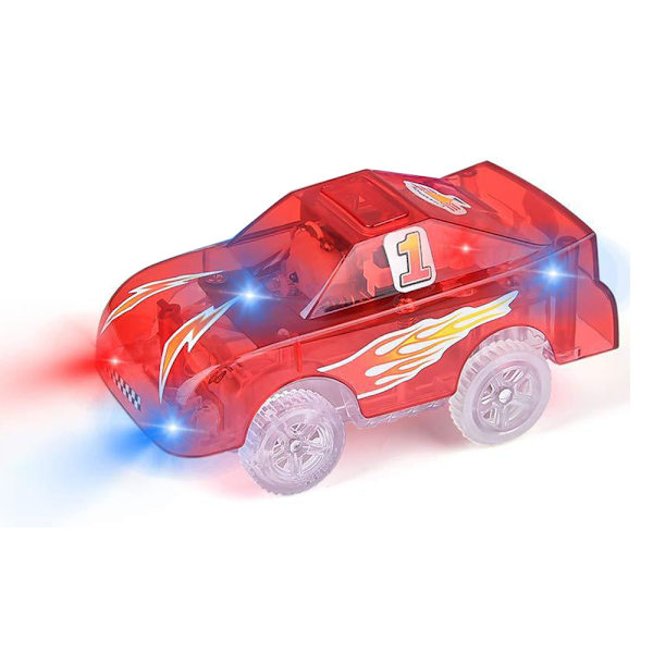Sähköinen läpinäkyvä kiskoauto valaisevat lelut valomoottorilla red