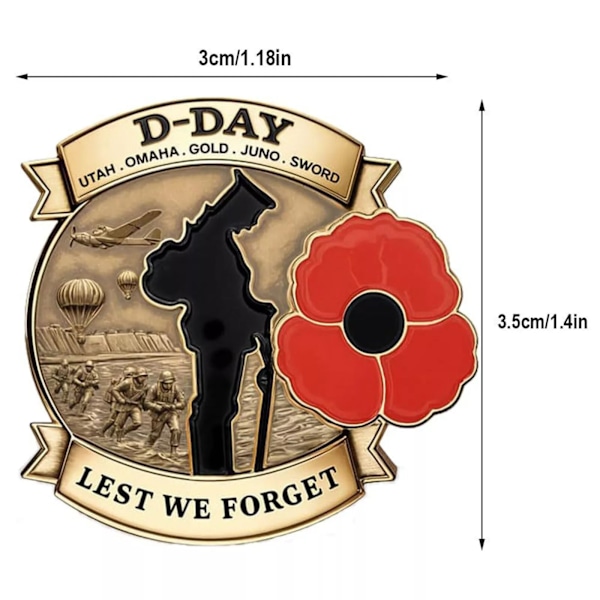Mindebadge til 80-årsdagen for D-dag Memorial Veteran Pins Mænd
