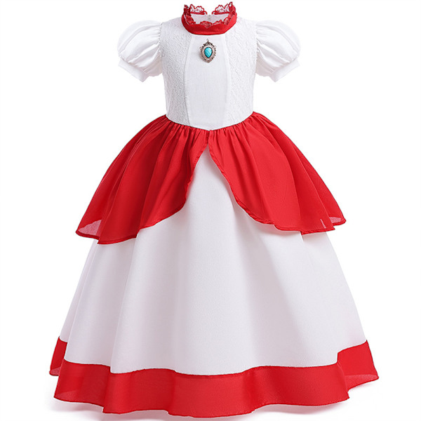 Prinsesse Peach-kjole for jenter, julecosplaykostyme 100cm