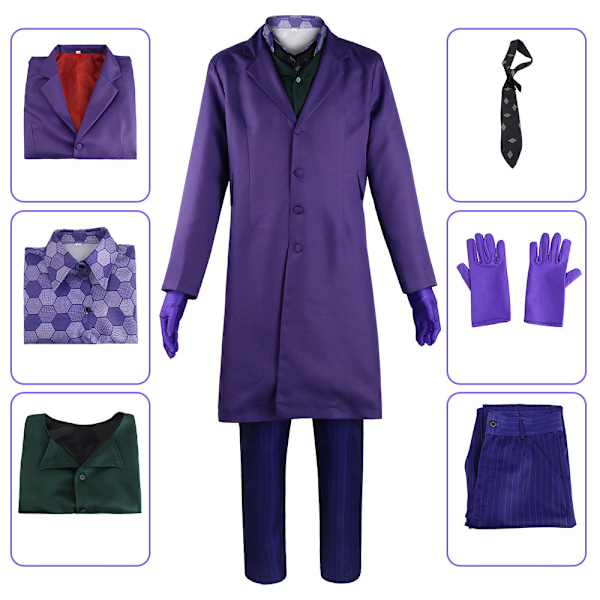 Voksen The Joker Halloween Cosplay Kostume The Dark Knight Klovn Fuld Fancy Kjole L