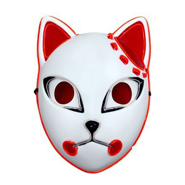 Cosplay LED Mask Fox Mask LED, Halloween Light Up Mask Kostym Red+Blue