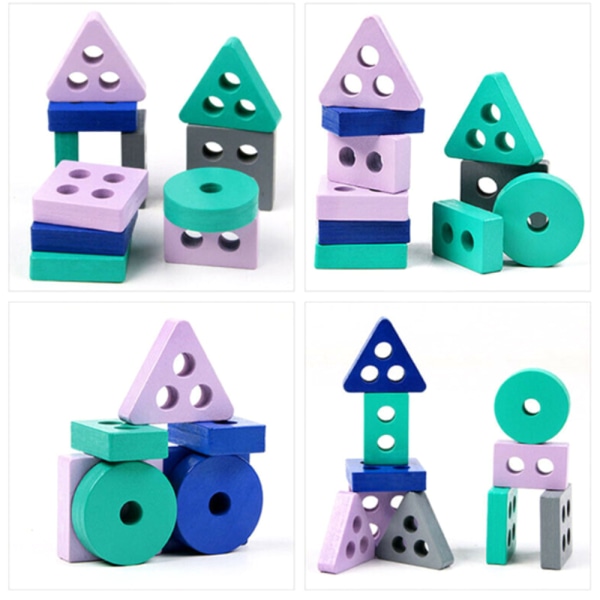 Pedagogisk träform fyra uppsättningar kolumner Building Block Toy