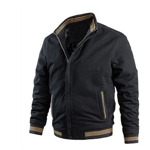 Pilotjakke til mænd, afslappet efterårs- og vinter militærjakke, vandtæt vindjakke Black 4XL